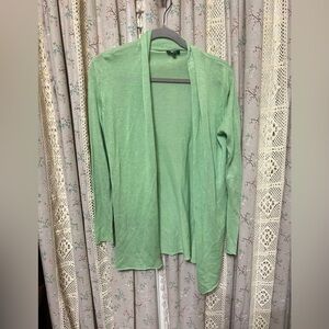Pure Amici Mint Green Linen Blend Open Front Cardigan Size Small